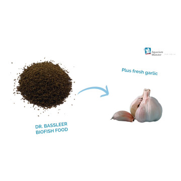 Dr.Bassleer Biofish Food garlic M 0,5 – 0,8 mm pour les poissons de plus de 1 cm (flotte au début)