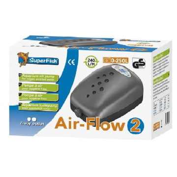 Superfish pompe à air Air-Flow 2 240l/h pour aquarium de 250 litres (2 sorties)