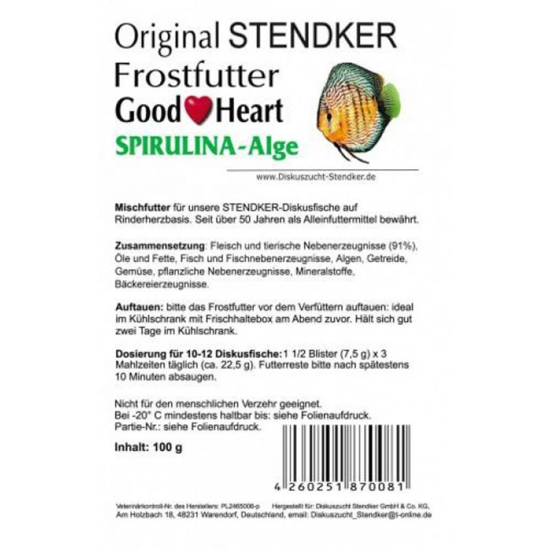Aliment surgelé Stendker 5 GoogHeart +5 spirulina-algue +5 Good♥Heart colour lot de 15 plaquettes mix de 100gr