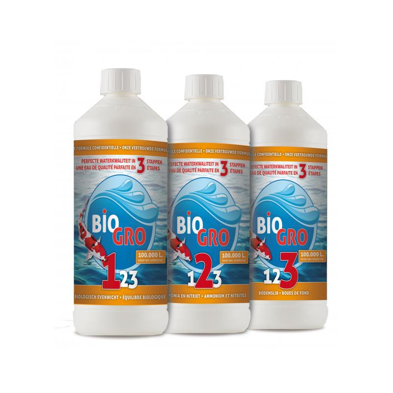 BIOGRO 123 - 3x1 Litre (Pour 100.000 Liltres d'eau) 