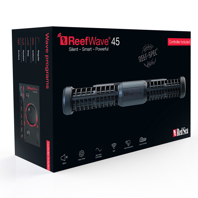 Red Sea ReefWave 45 + ReefBeat Cloud Service pour RW 45 (31x8x5cm) 15,000 L/h pour aquarium 60 à 200cm - câble 3m
