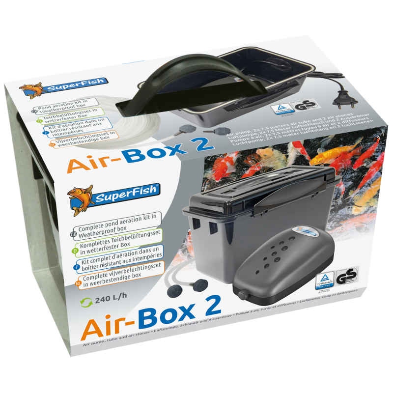 Superfish Air-box 2 / 240l/h 4w  (4 litres minute - 2x 1.75m de tuyau + 2 diffuseurs)