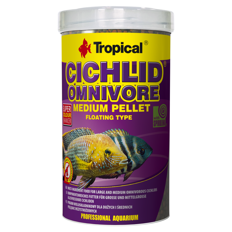 Tropical CICHLID OMNIVORE MEDIUM PELLET  5 litres/1.8KG