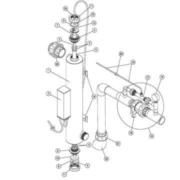 Uvozone  raccord union fileté 2'' - collé 63 mm (numéro d'éclaté 21)