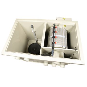 Filtre à tambour combi type M-25 Entry pour 20m³ avec masses de filtration et pompe de rinçage