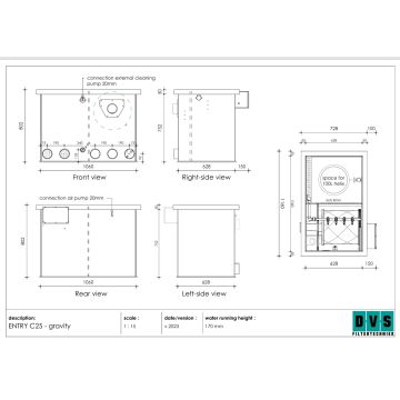 Filtre à tambour combi type M-25 Entry pour 20m³ avec masses de filtration et pompe de rinçage
