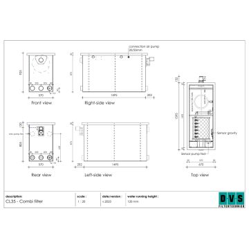 Filtre à tambour combi type CL 35k pour 30m³ avec masses de filtration et pompe de rinçage