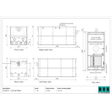 Filtre à tambour combi type CL 65k pour 50m³ avec masses de filtration et pompe de rinçage