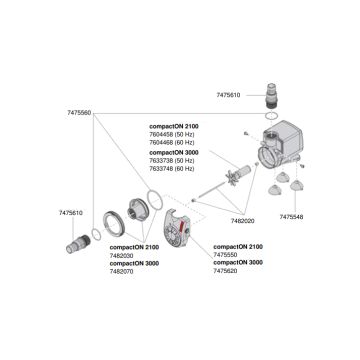 EHEIM couvercle de pompe complet (sous l'eau) 7475550