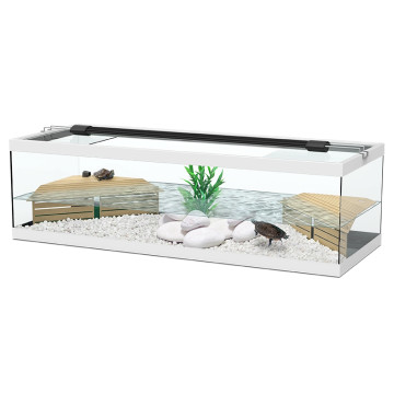 Aquatlantis  tortum 100 cuve à tortues (Avec filtre interne) dimension (cm) 100x40x30 couleur blanc (sans éclairage)