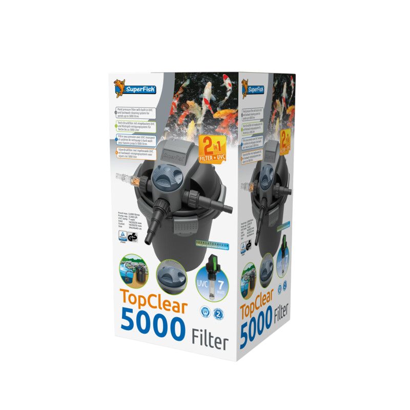 Superfish filtre TopClear 5000 pour bassin de 5.000 litres d'eau avec UVC-7W
